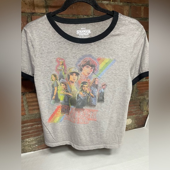 Stranger Things Graphic Ringer T-Shirt – Netflix Retro 80s Style Tee size s - Picture 1 of 12